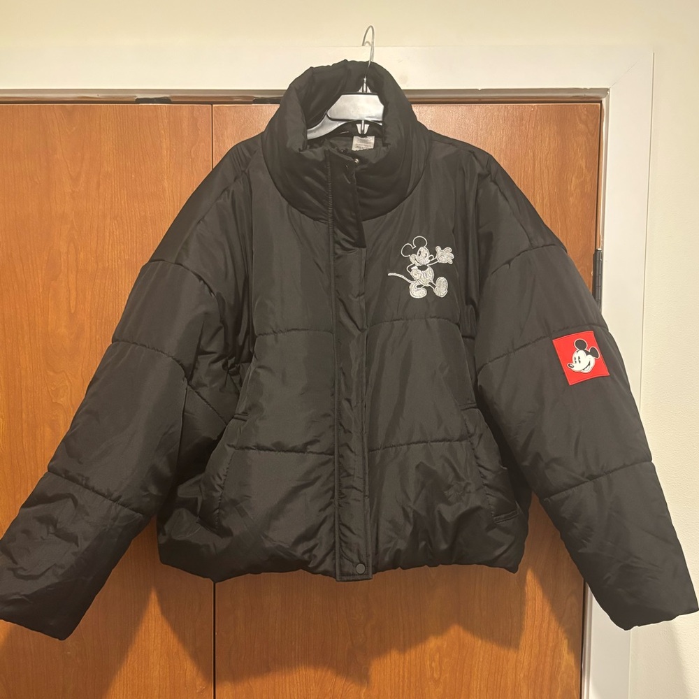 Disney Black Puffer Jacket with Mickey Design never worn like new